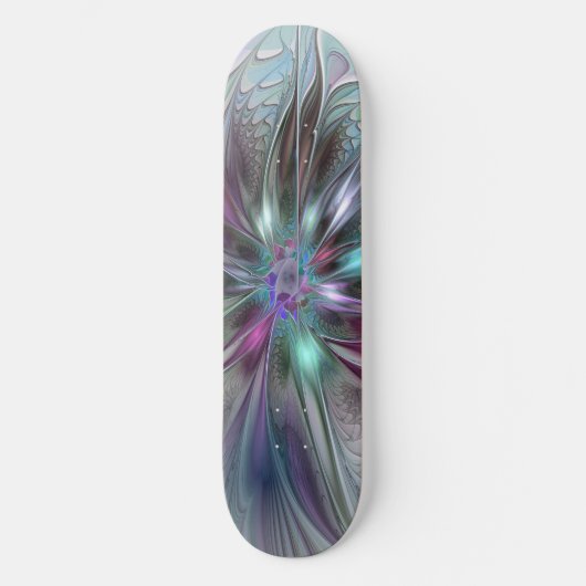 Kleurrijke Fantasie Abstracte Moderne Fractal Bloe Skateboard (Voorkant)