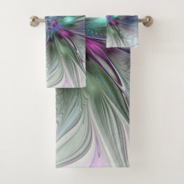 Kleurrijke Fantasie Abstracte Moderne Fractale Blo Bad Handdoek
