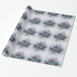 Kleurrijke Fantasie Abstracte Moderne Fractale Blo Cadeaupapier