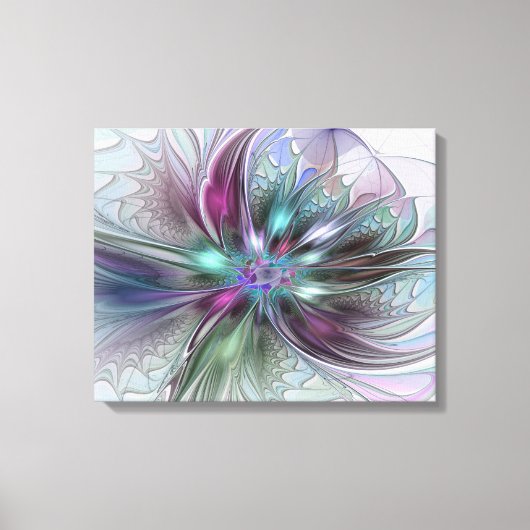Kleurrijke Fantasie Abstracte Moderne Fractale Blo Canvas Afdruk (Voorkant)