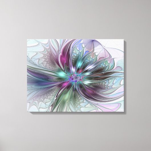 Kleurrijke Fantasie Abstracte Moderne Fractale Blo Canvas Afdruk (Voorkant)