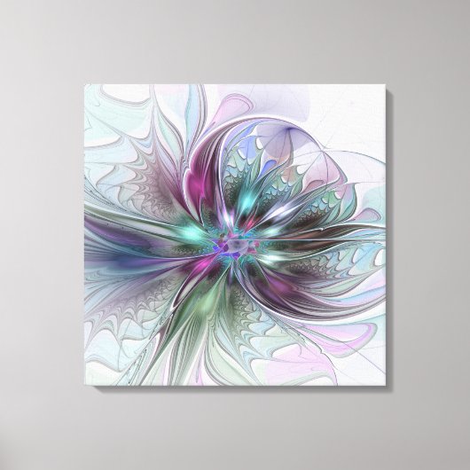 Kleurrijke Fantasie Abstracte Moderne Fractale Blo Canvas Afdruk (Voorkant)