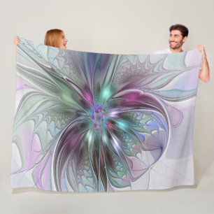 Kleurrijke Fantasie Abstracte Moderne Fractale Blo Fleece Deken
