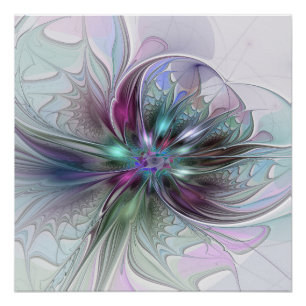 Kleurrijke Fantasie Abstracte Moderne Fractale Blo Perfect Poster