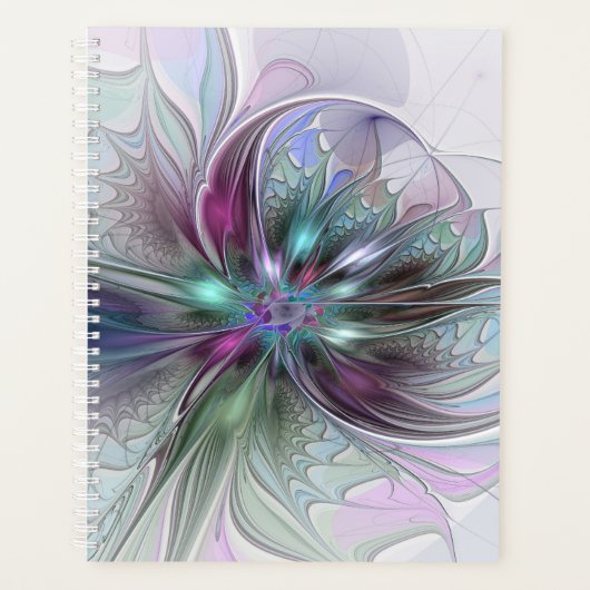 Kleurrijke Fantasie Abstracte Moderne Fractale Blo Planner (Voorkant)