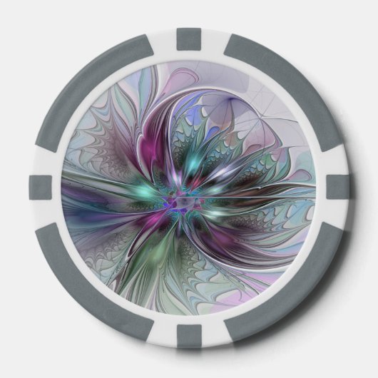 Kleurrijke Fantasie Abstracte Moderne Fractale Blo Poker Chips (Voorkant)