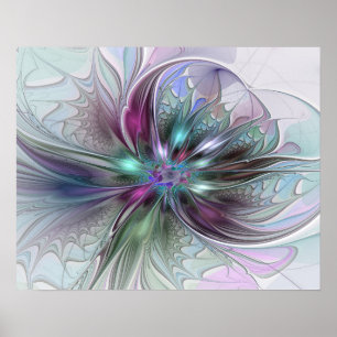 Kleurrijke Fantasie Abstracte Moderne Fractale Blo Poster