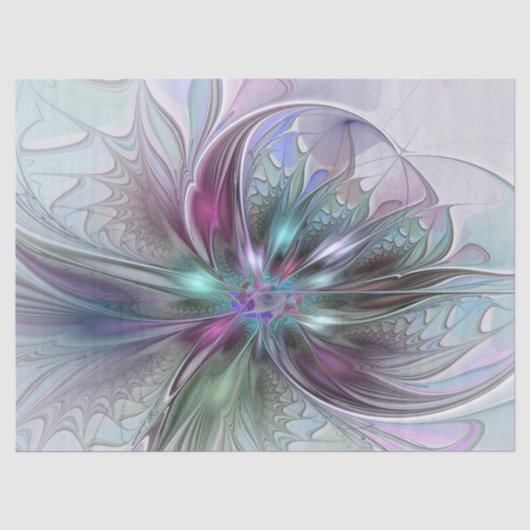 Kleurrijke Fantasie Abstracte Moderne Fractale Blo Tissuepapier (Voorkant)
