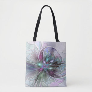 Kleurrijke Fantasie Abstracte Moderne Fractale Blo Tote Bag