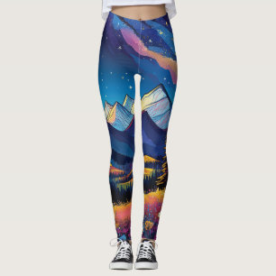 Kleurrijke Fantasie Berglandschap Cartoon Natuur Leggings