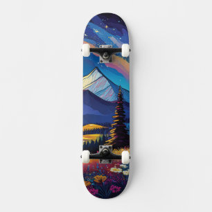 Kleurrijke Fantasie Berglandschap Cartoon Natuur Persoonlijk Skateboard