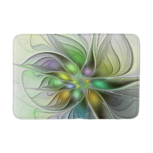 Kleurrijke Fantasie Bloem Modern Abstract Fractal Badmat