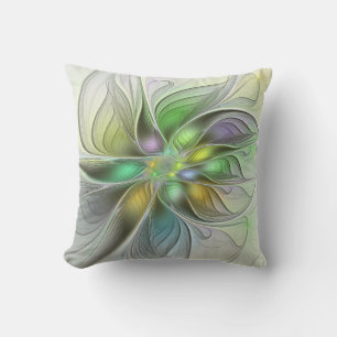 Kleurrijke Fantasie Bloem Modern Abstract Fractal Buitenkussen