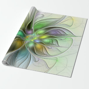 Kleurrijke Fantasie Bloem Modern Abstract Fractal Cadeaupapier