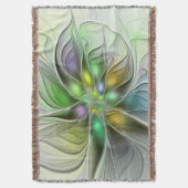 Kleurrijke Fantasie Bloem Modern Abstract Fractal Deken (Voorkant Verticaal)