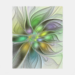Kleurrijke Fantasie Bloem Modern Abstract Fractal Fleece Deken