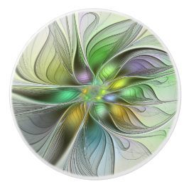 Kleurrijke Fantasie Bloem Modern Abstract Fractal Keramische Knop
