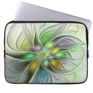 Kleurrijke Fantasie Bloem Modern Abstract Fractal Laptop Sleeve