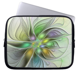 Kleurrijke Fantasie Bloem Modern Abstract Fractal Laptop Sleeve
