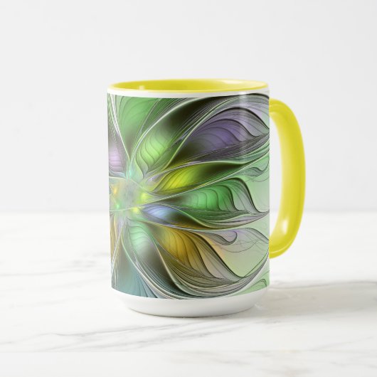 Kleurrijke Fantasie Bloem Modern Abstract Fractal Mok (Voorkant rechts)