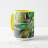 Kleurrijke Fantasie Bloem Modern Abstract Fractal Mok (Voorkant links)