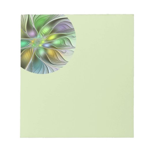 Kleurrijke Fantasie Bloem Modern Abstract Fractal Notitieblok (Voorkant)