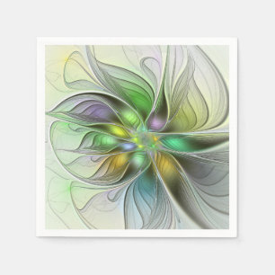 Kleurrijke Fantasie Bloem Modern Abstract Fractal Servet