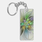 Kleurrijke Fantasie Bloem Modern Abstract Fractal Sleutelhanger (Voorkant Links)