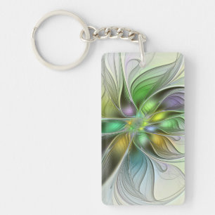 Kleurrijke Fantasie Bloem Modern Abstract Fractal Sleutelhanger