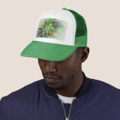 Kleurrijke Fantasie Bloem Modern Abstract Fractal Trucker Pet (In situ)