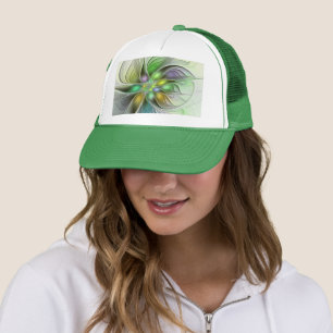 Kleurrijke Fantasie Bloem Modern Abstract Fractal Trucker Pet