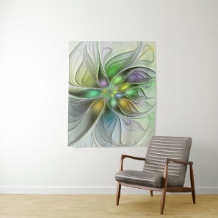 Kleurrijke Fantasie Bloem Modern Abstract Fractal Wandkleed