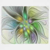 Kleurrijke Fantasie Bloem Moderne Abstracte Fracta Fleece Deken (Voorkant (Horizontaal))