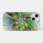Kleurrijke Fantasie Bloem Moderne Abstracte Fracta iPhone 15 Case (Achterkant horizontaal)