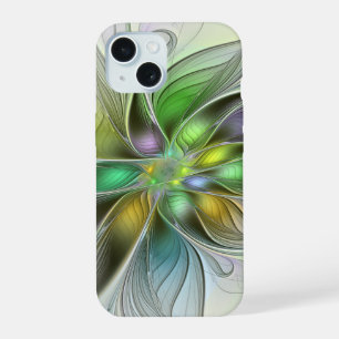 Kleurrijke Fantasie Bloem Moderne Abstracte Fracta iPhone 15 Case