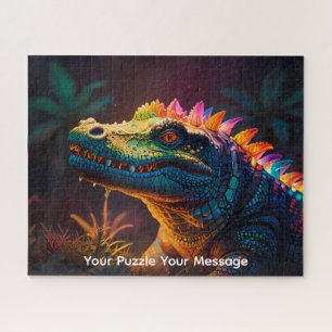 Kleurrijke fantasie draak met neon lichtgevende ha legpuzzel