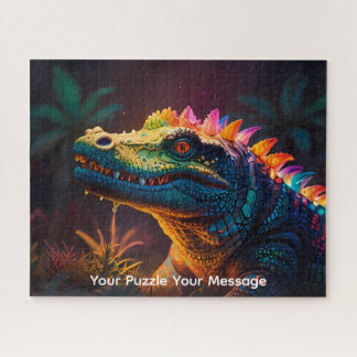 Kleurrijke fantasie draak met neon lichtgevende ha legpuzzel