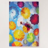 Kleurrijke fantasie fantasie meisje met paraplu's legpuzzel (Verticaal)