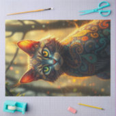 Kleurrijke fantasie kat tissuepapier (Craft)