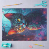 Kleurrijke fantasie kat tissuepapier (Craft)