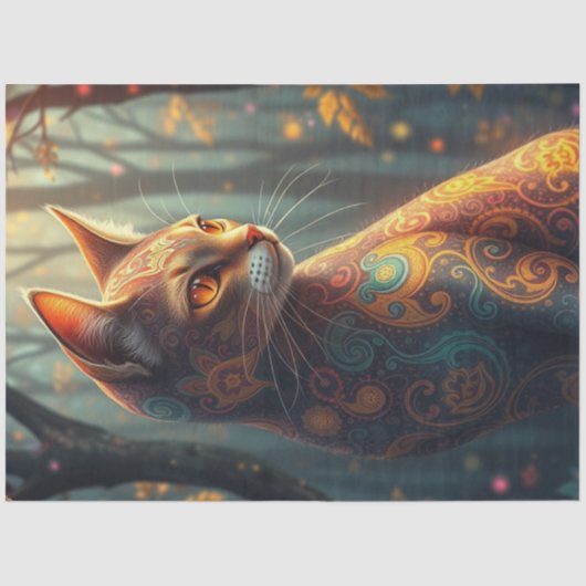 Kleurrijke fantasie kat tissuepapier (Voorkant)