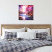 Kleurrijke fantasie land bos Canvas Print (Insitu (Slaapkamer))