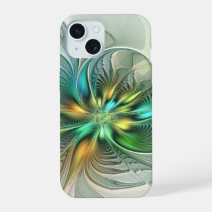 Kleurrijke Fantasie Moderne Abstracte Bloem Fracta iPhone 15 Case