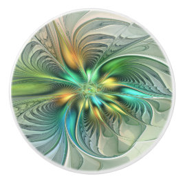 Kleurrijke Fantasie Moderne Abstracte Bloem Fracta Keramische Knop