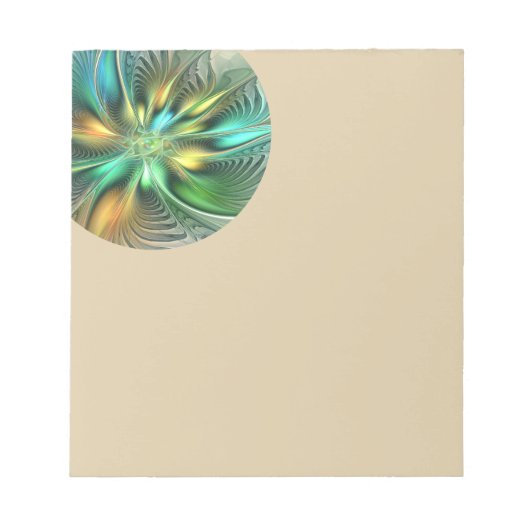 Kleurrijke Fantasie Moderne Abstracte Bloem Fracta Notitieblok (Voorkant)