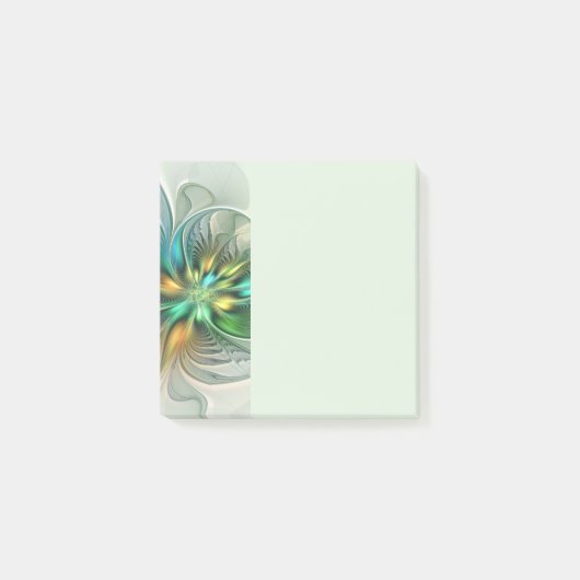 Kleurrijke Fantasie Moderne Abstracte Bloem Fracta Post-it® Notes (Voorkant)