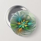 Kleurrijke Fantasie Moderne Abstracte Bloem Fracta Ronde Button 7,6 Cm (Voorkant /achterkant)