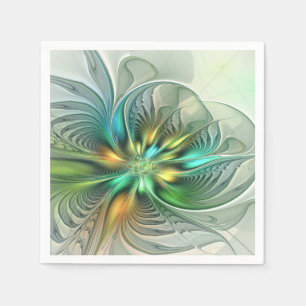 Kleurrijke Fantasie Moderne Abstracte Bloem Fracta Servet