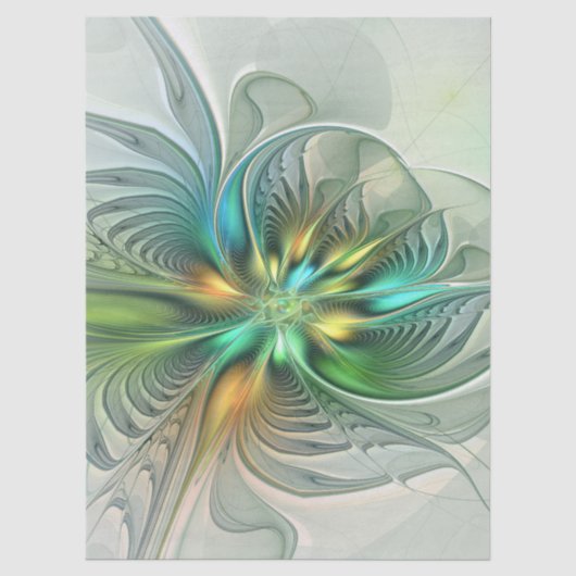 Kleurrijke Fantasie Moderne Abstracte Bloem Fracta Tissuepapier (Voorkant)