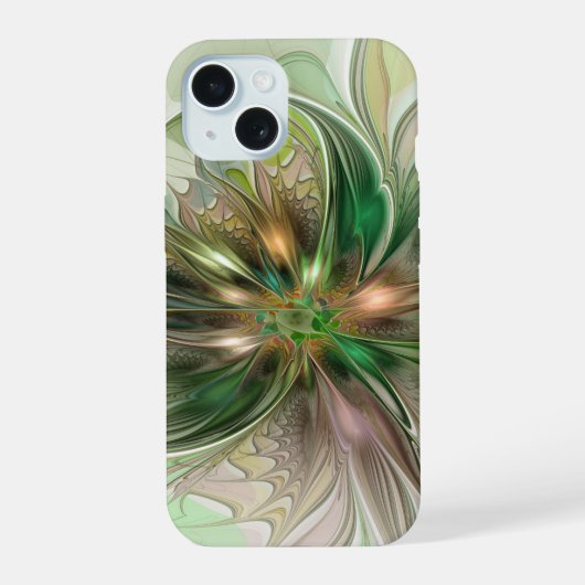 Kleurrijke Fantasie Moderne Abstracte Fractale Blo iPhone 15 Case (Achterkant)